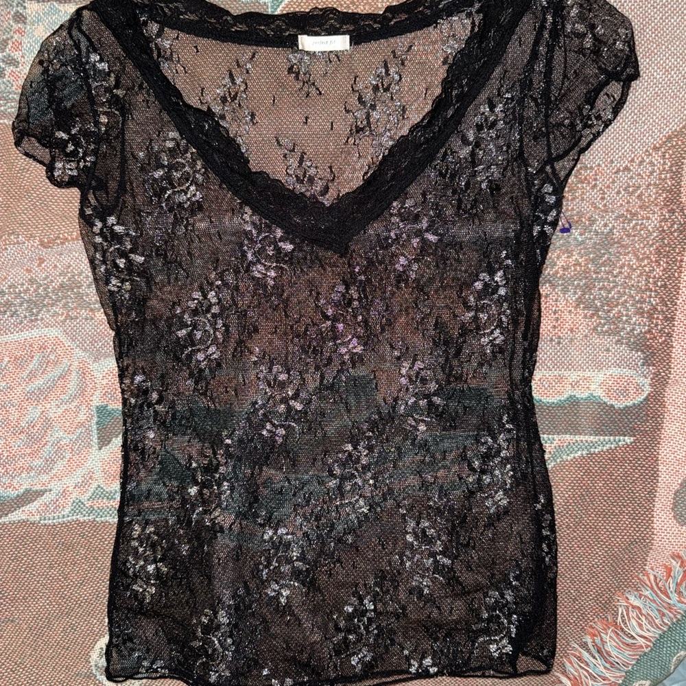 Black Lace Sheer Top
